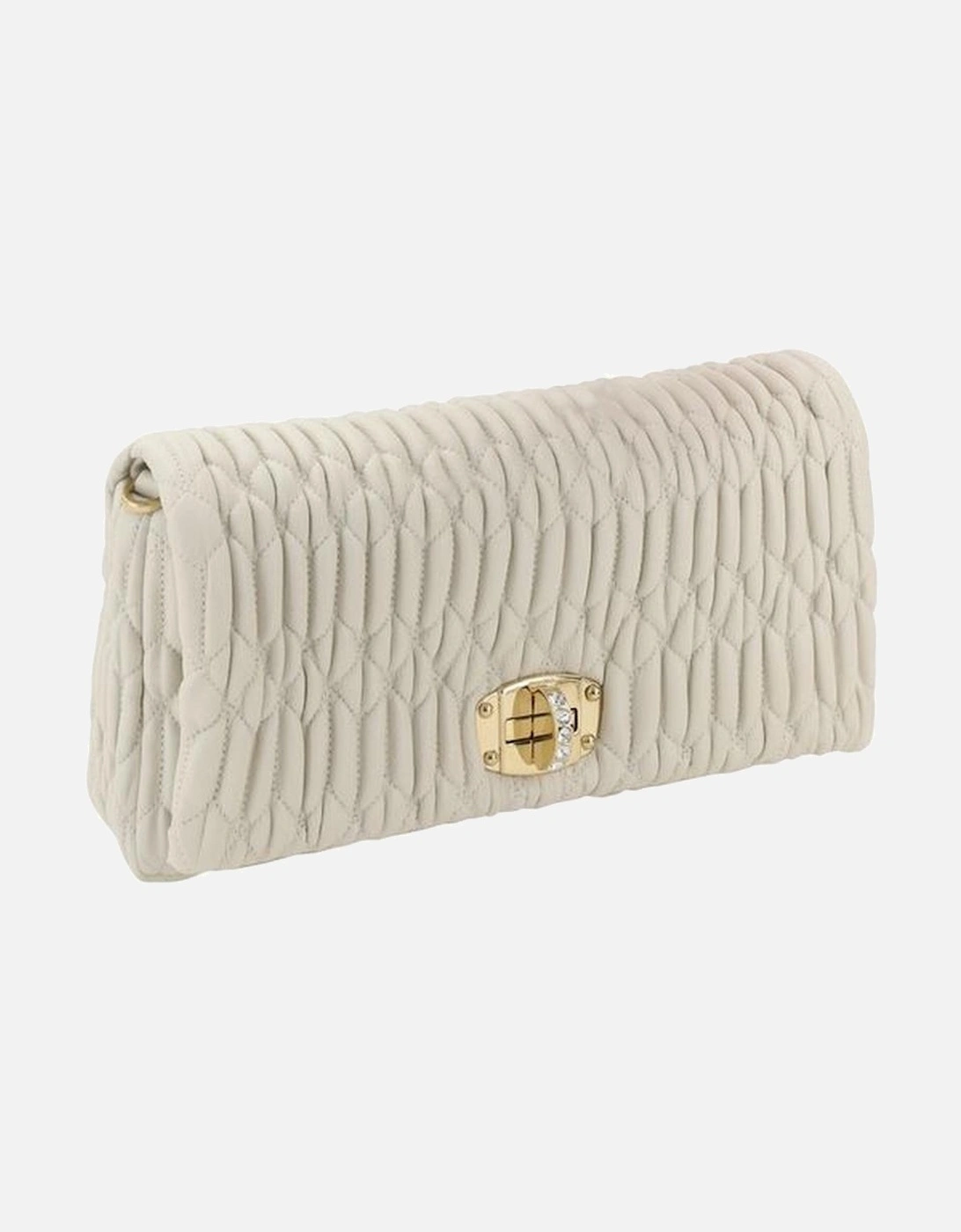 Lambskin Shoulder Bag with Jeweled Strap Women - White