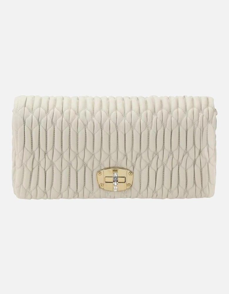 Lambskin Shoulder Bag with Jeweled Strap Women - White