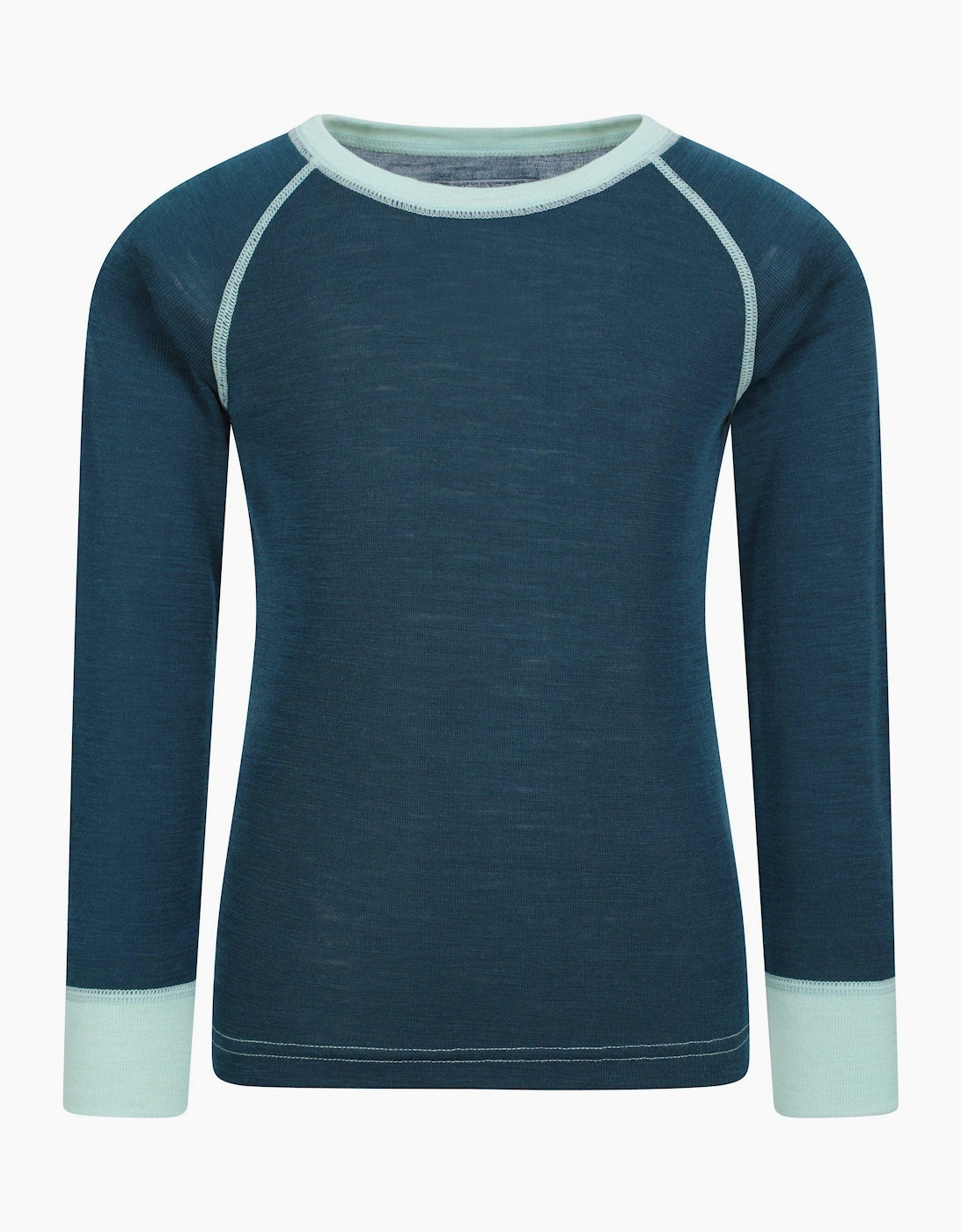 Mountain Warehouse Childrens/Kids Merino II Round Neck Base Layer Top - Blue/Green - Size: 7 years/8 years
