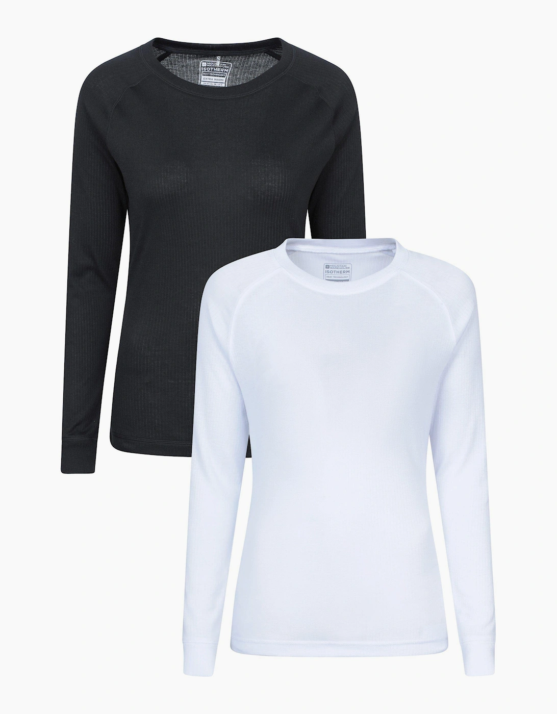 Women's Mountain Warehouse Womens/Ladies Talus Thermal Base Layer Top (Pack of 2) - Black/White - Size: 10 uk