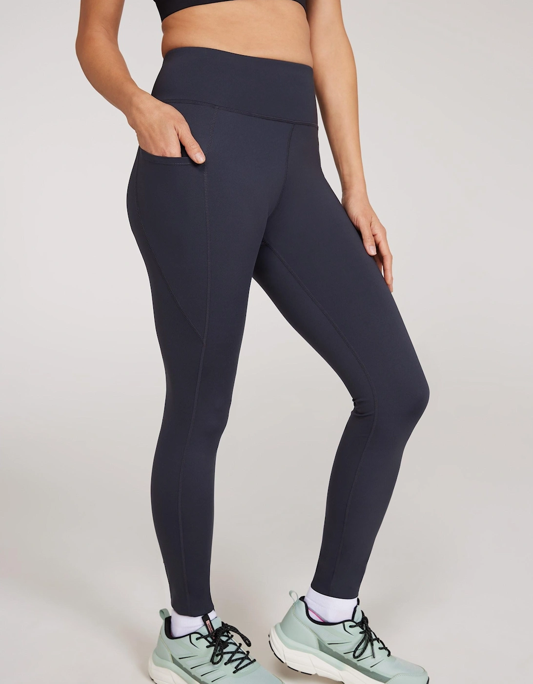 Mountain Warehouse Women's Grey / Blackout High Waist Leggings - Size: 22 Uk