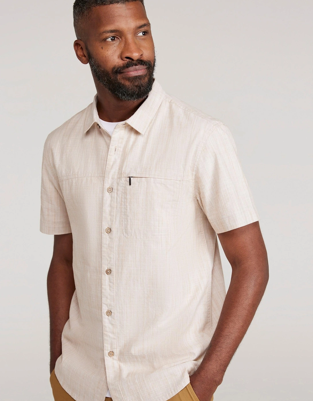 Mens Coconut Slub Short-Sleeved Shirt, 2 of 1