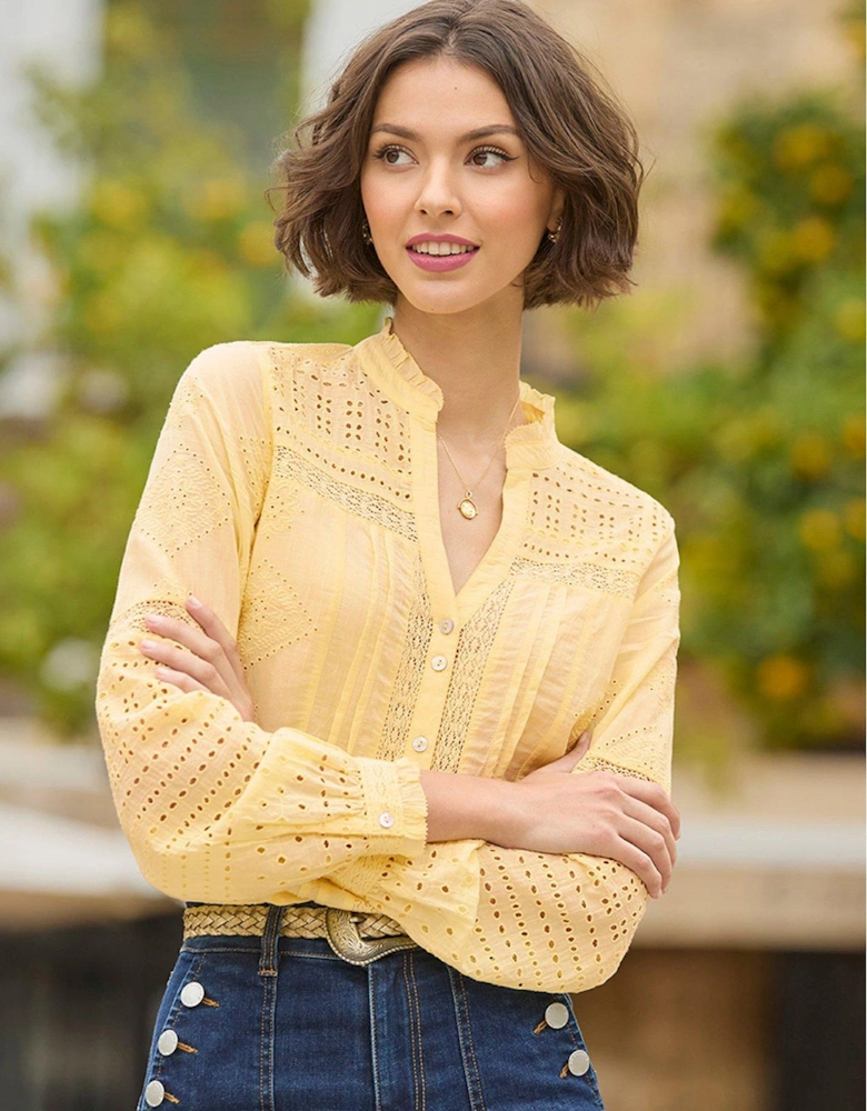 Belle Broderie Blouse - Yellow