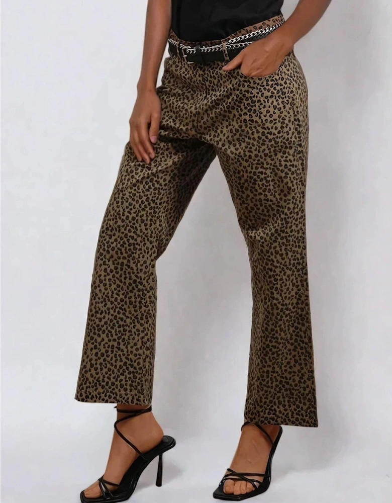 Maeva Leopard Print Trousers - Beige