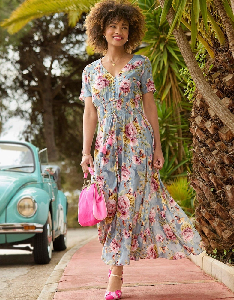 Bonnie Floral Maxi Dress - Blue