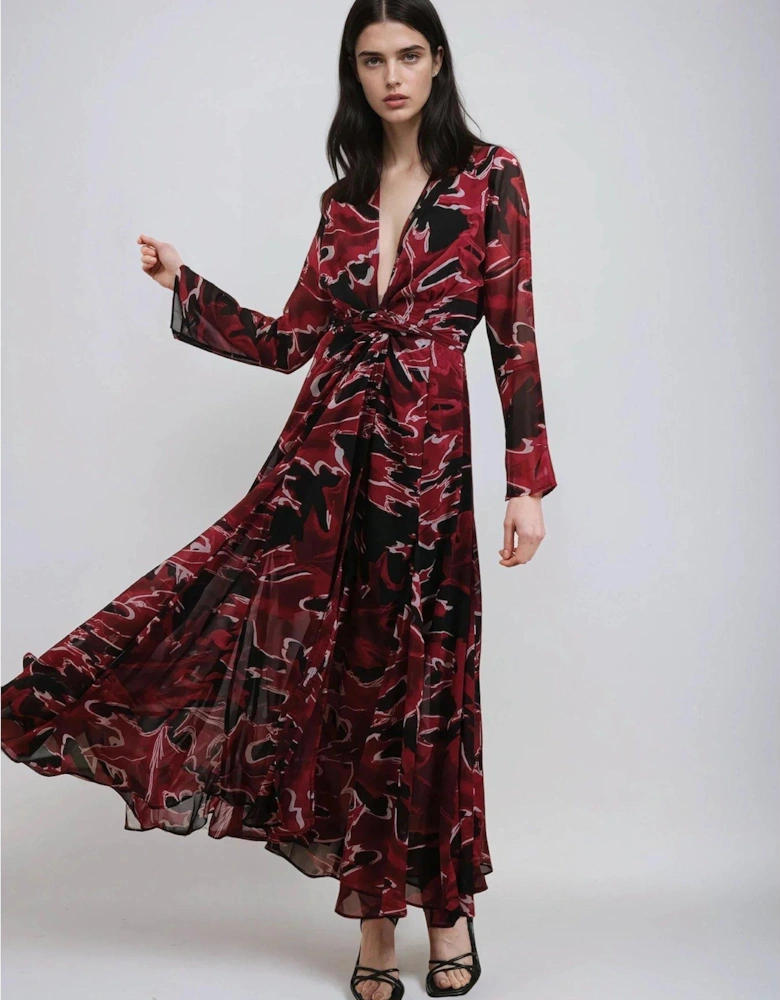 Flash 2 Way Wrap Long Sleeve Maxi Dress - Black