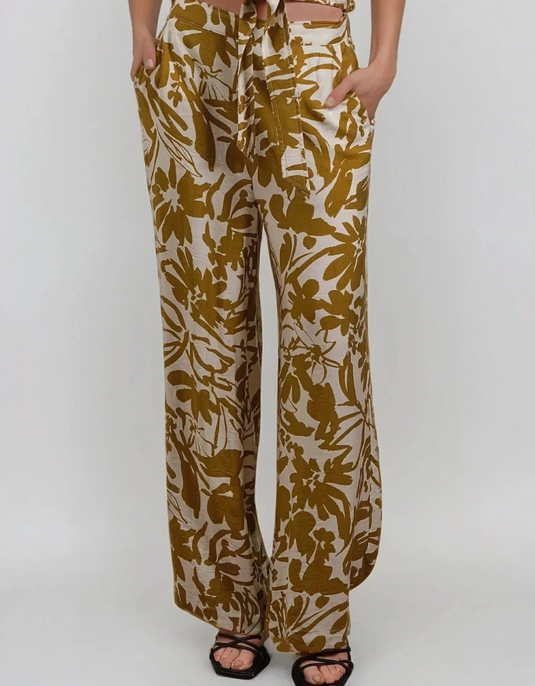 Element Trousers In Bright Floral Print - Yellow