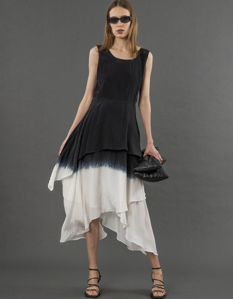 Serpentine Asymmetric Dress In Dip Dye