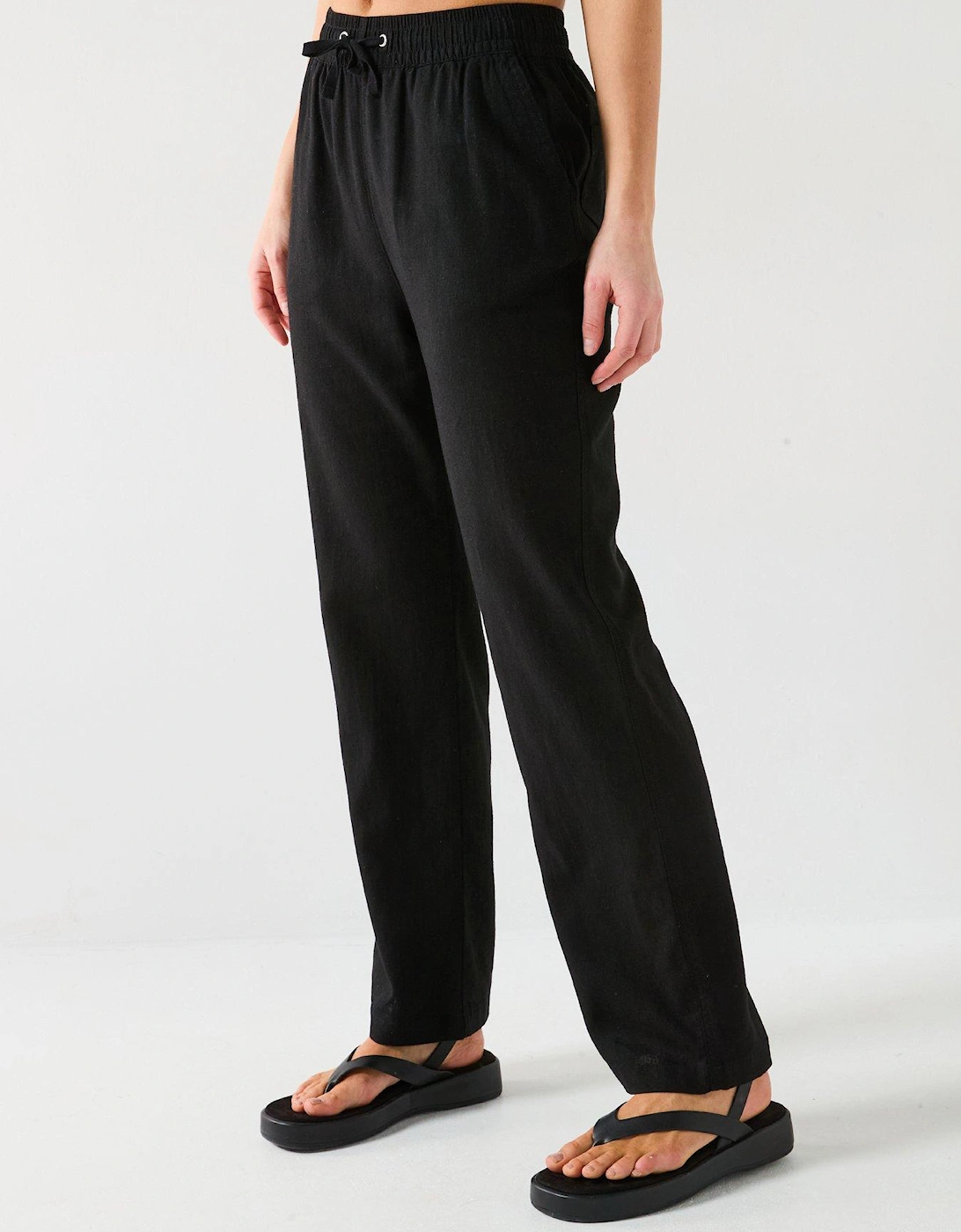 Linen Blend Trousers - Black, 2 of 1