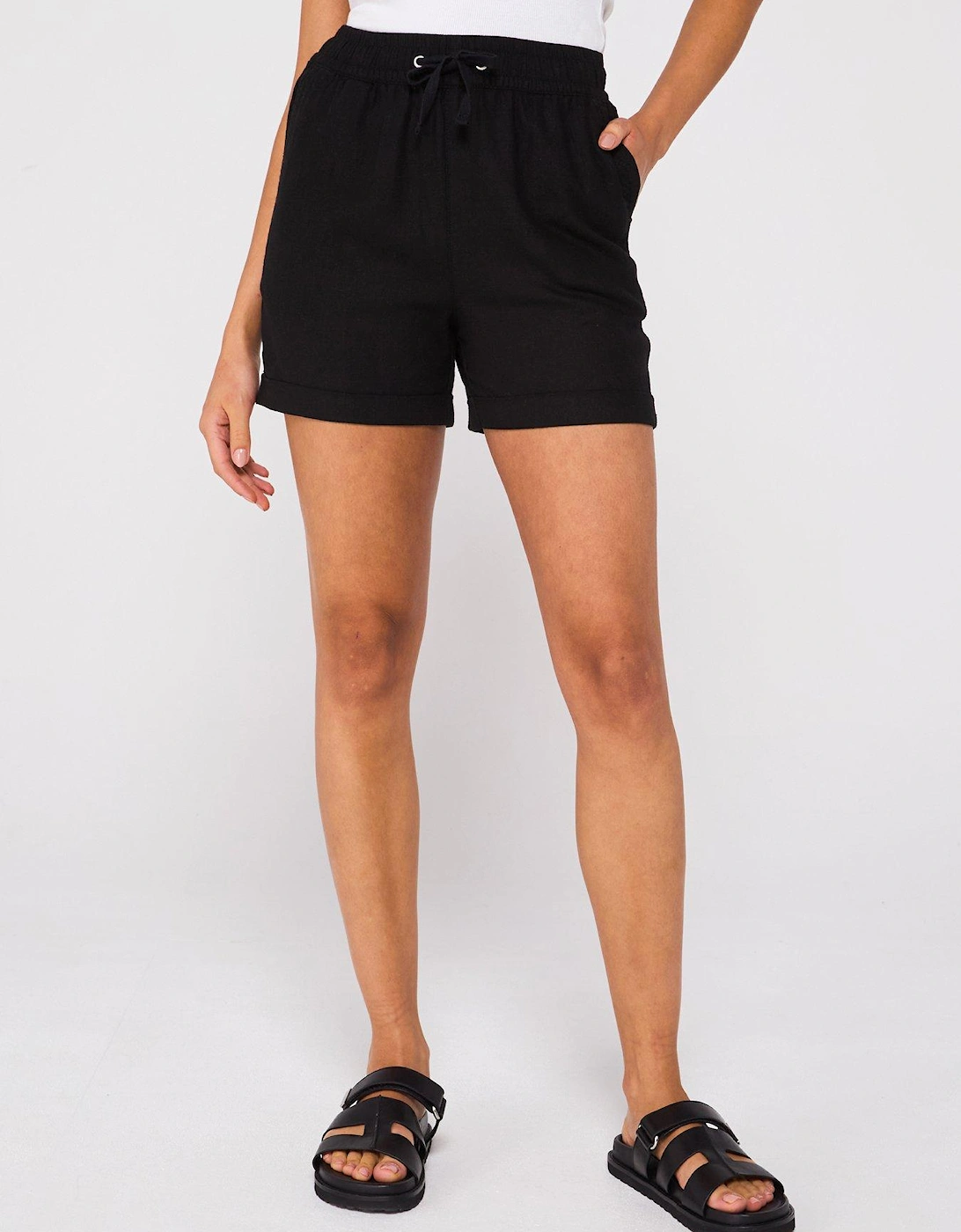 Short Linen Blend Shorts - Black, 2 of 1