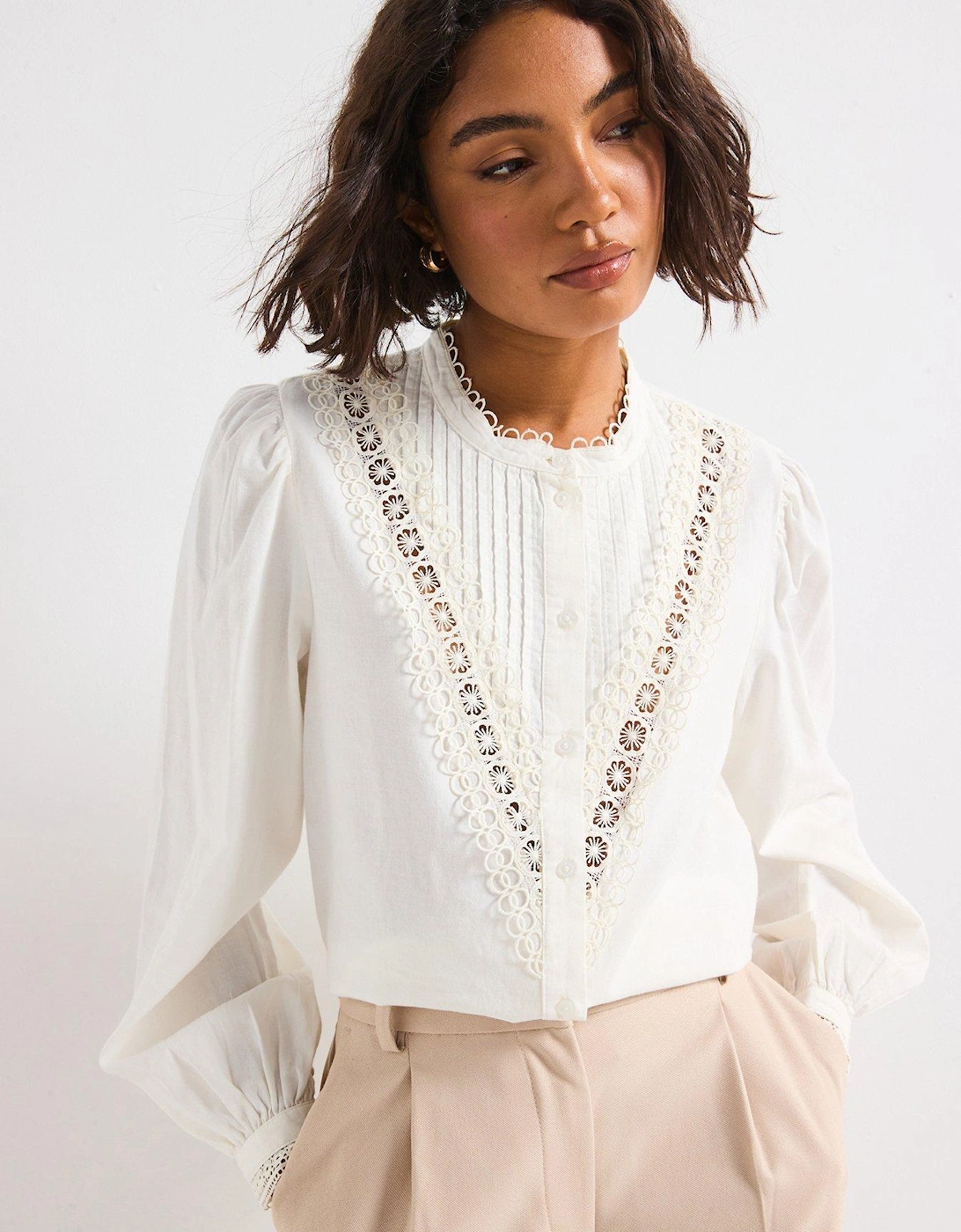 Lace Detail Shirt - White, 2 of 1