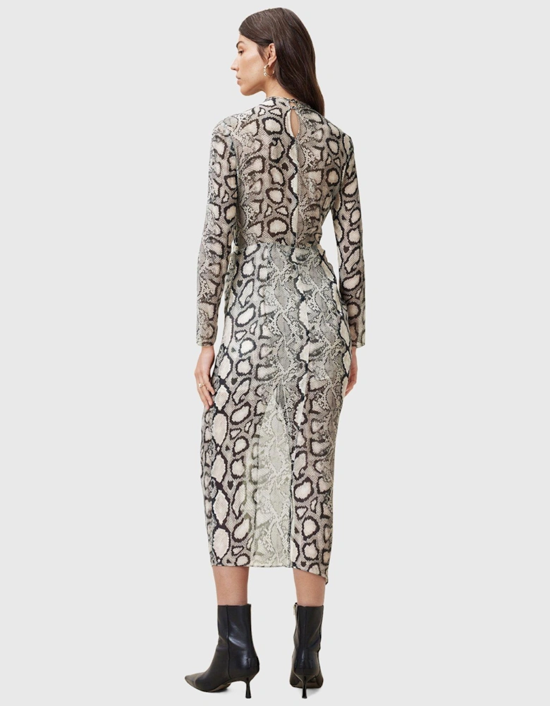 Rizo Snake Print Silk Blend Midi Dress - Multi