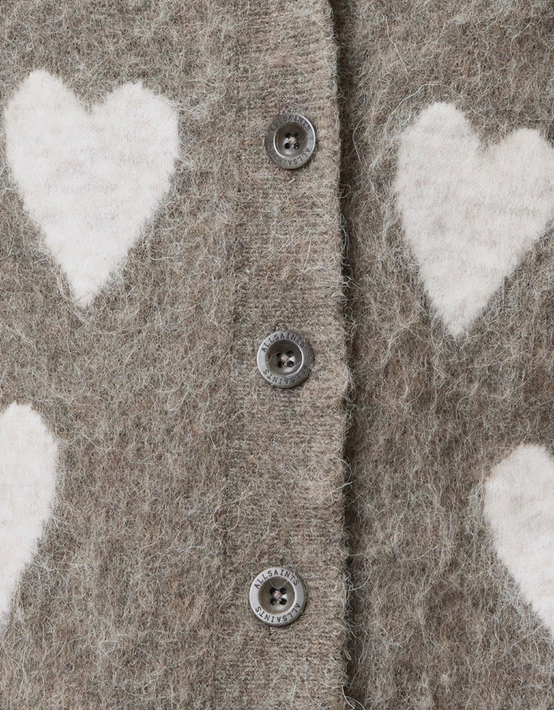 Amora Love Heart Jacquard Brushed Jumper - Brown