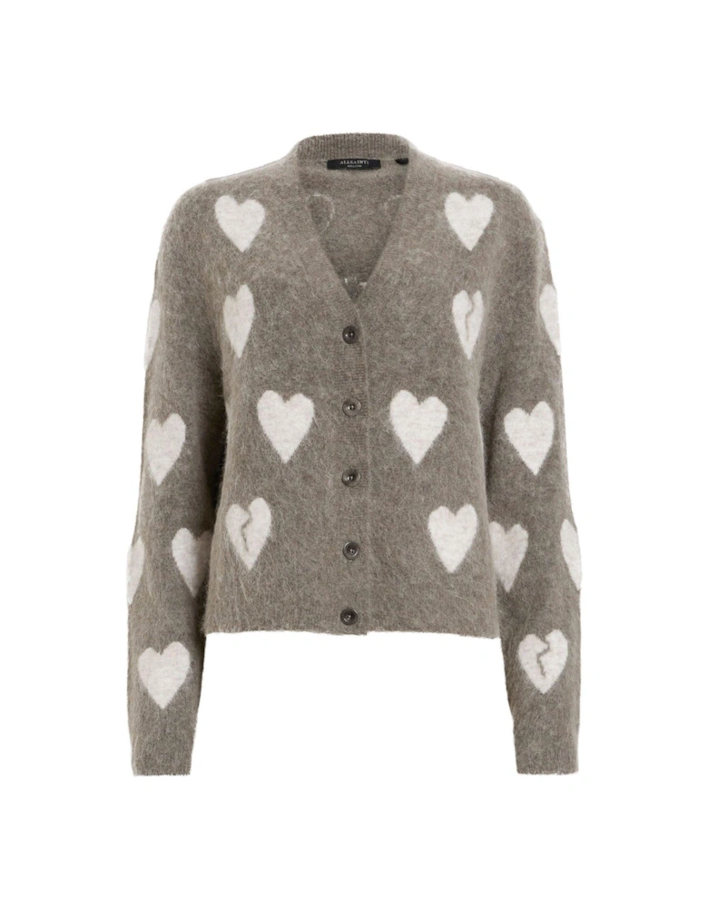 Amora Love Heart Jacquard Brushed Jumper - Brown