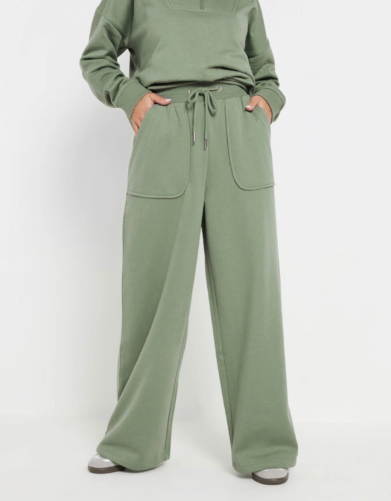 Patch Pocket Wide Leg Jogger - Green