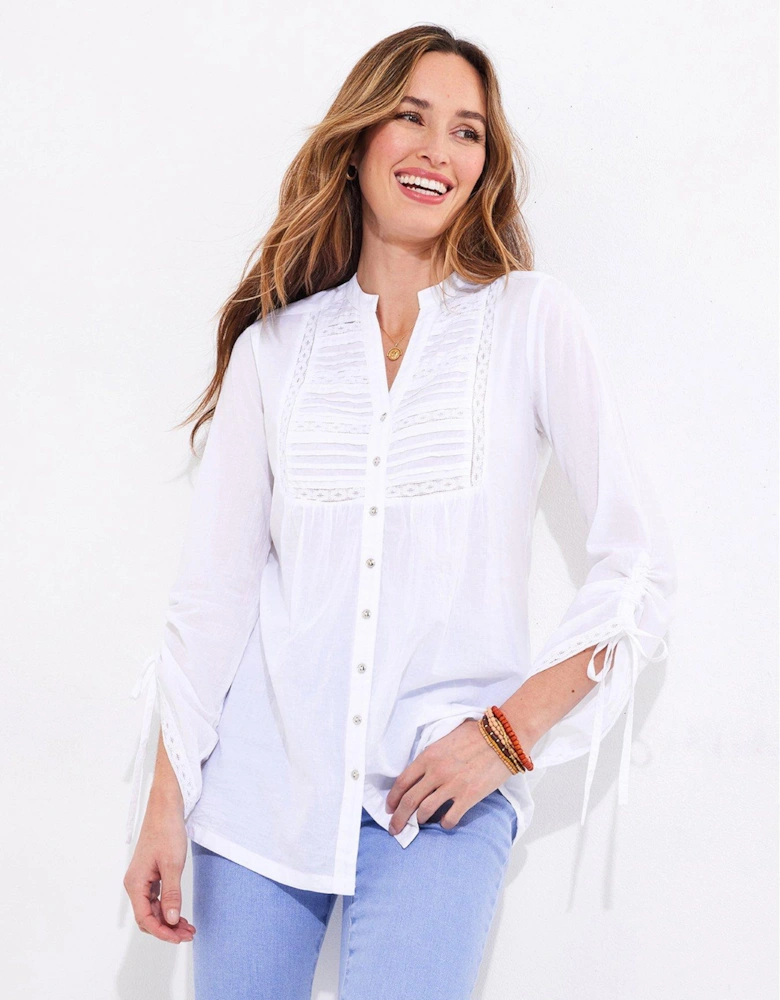 Prettiest Pintuck Cotton Blouse - White