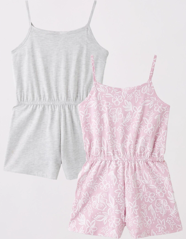 Girls Floral 2 Pack Playsuit - Multi