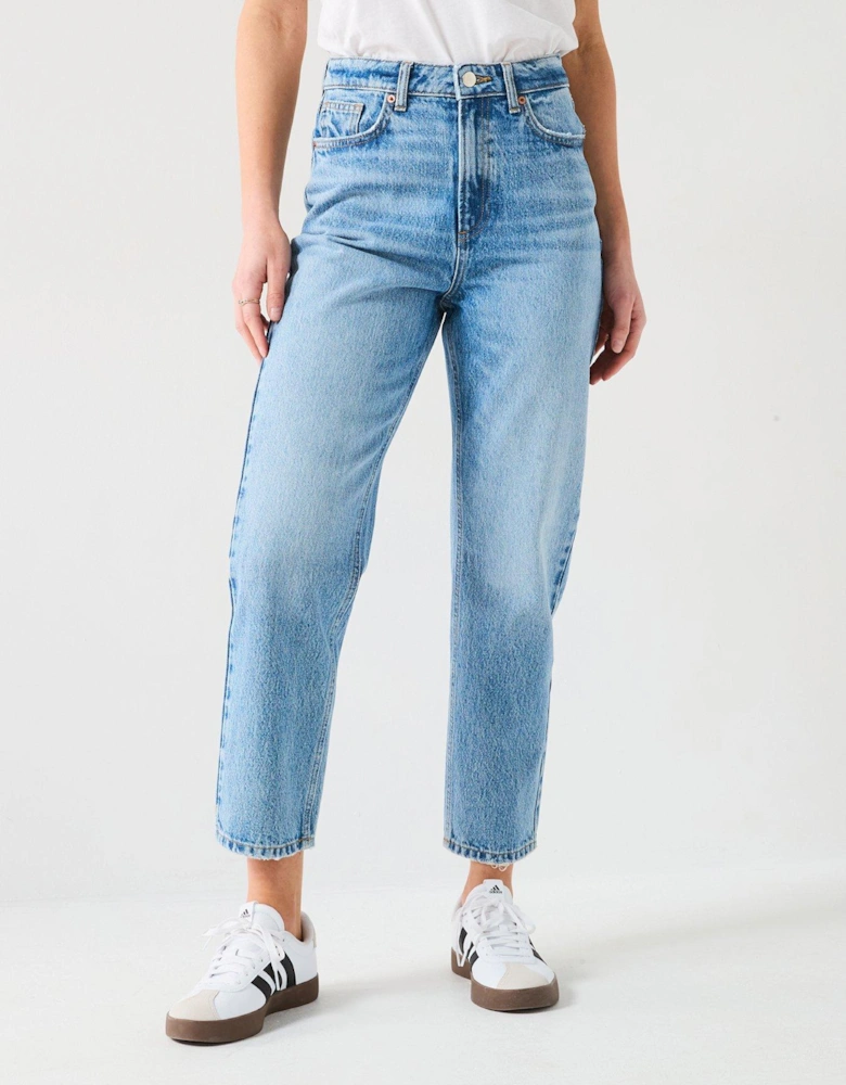 High Waist Authentic Mom Jeans - Mid Wash