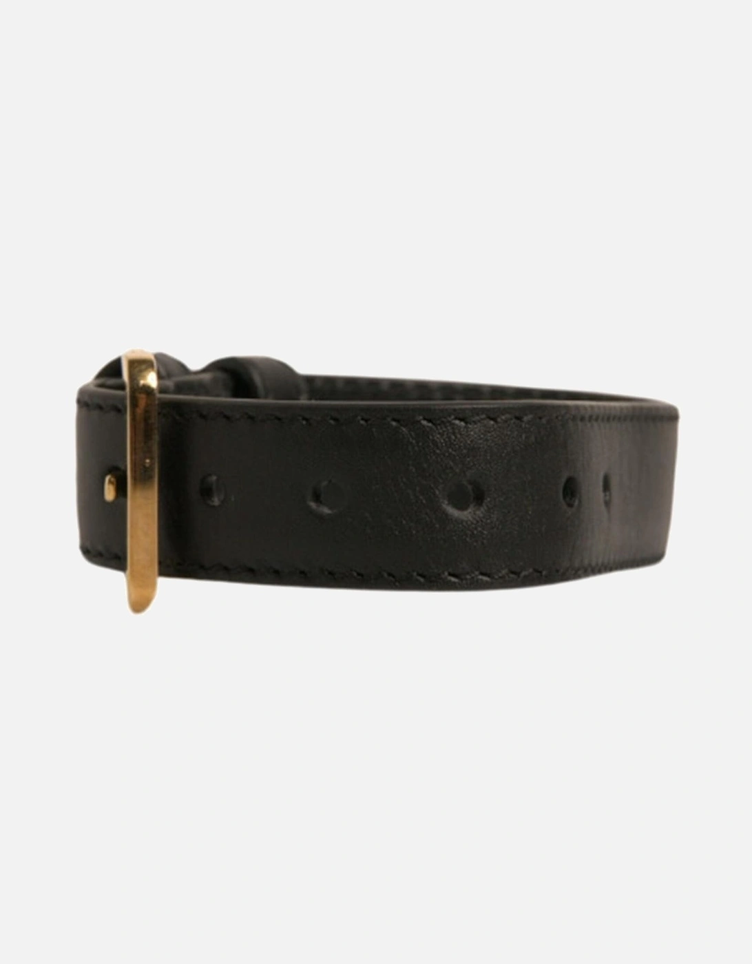 Leather Bracelet with Gold Buckle Closure Women - Black