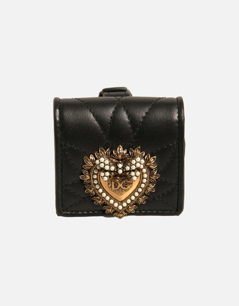 Leather Airpods Case with Logo Plaque Women - Black Miscellaneous