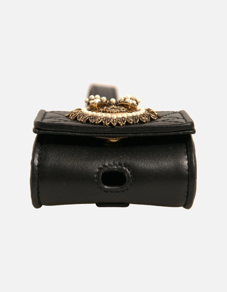 Leather Airpods Case with Logo Plaque Women - Black Miscellaneous