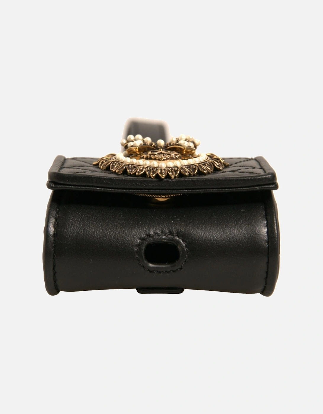 Leather Airpods Case with Logo Plaque Women - Black Miscellaneous