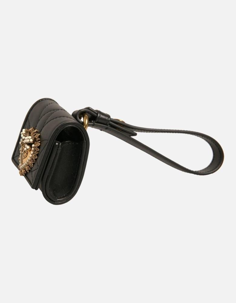 Leather Airpods Case with Logo Plaque Women - Black Miscellaneous