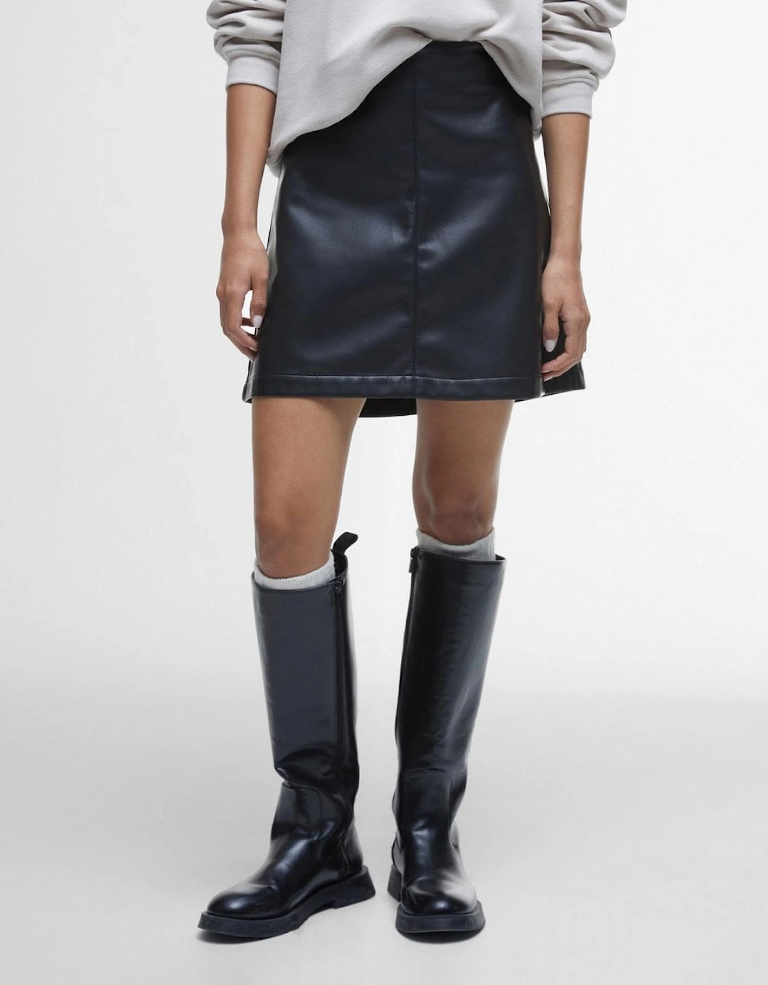 Peyton Womens Faux Leather Skirt, 7 of 6