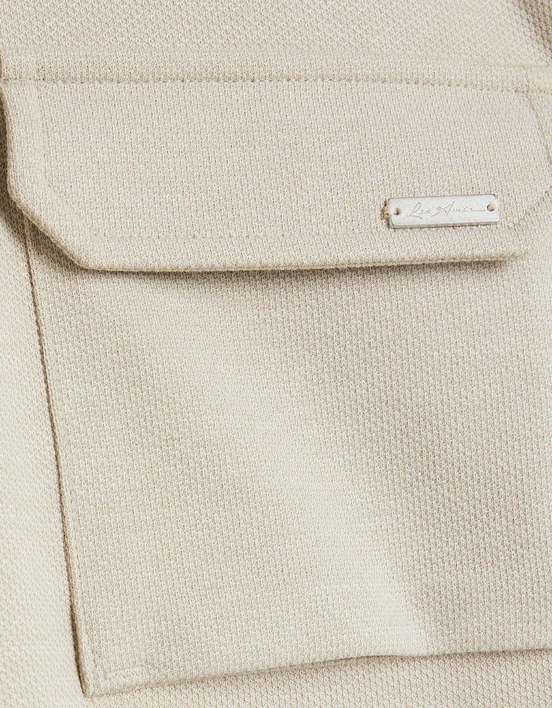 Short Sleeve Slim Fit Pique Smart Pocket T-shirt - Beige
