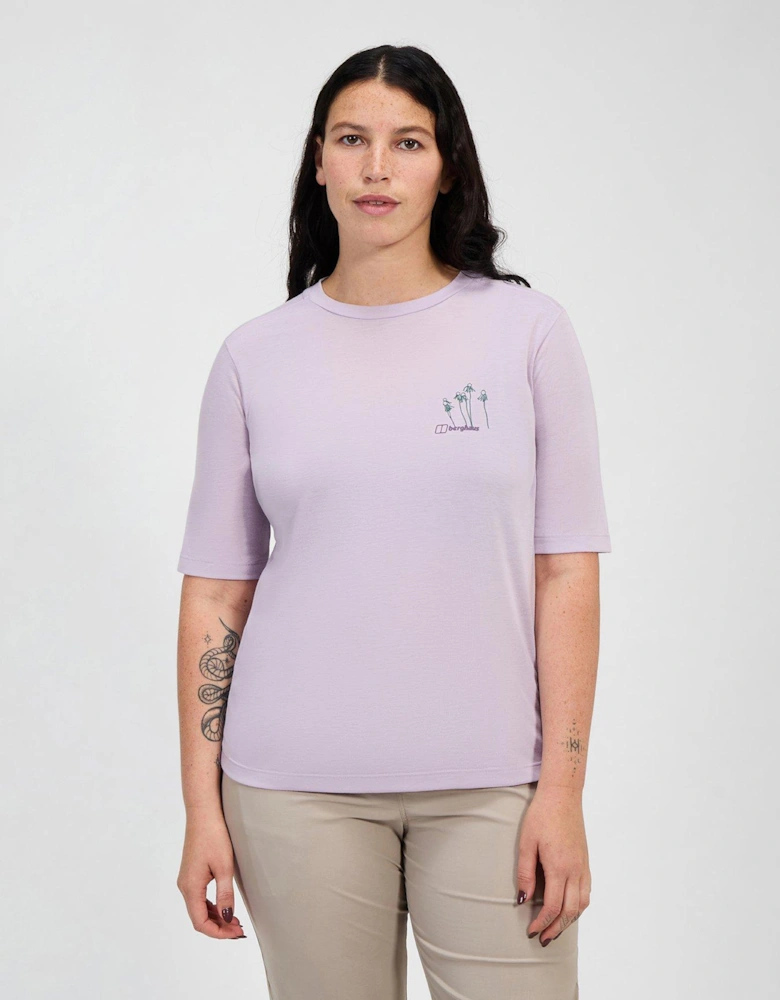 Womens Coneflower Short Sleeve Tee - Light Purple