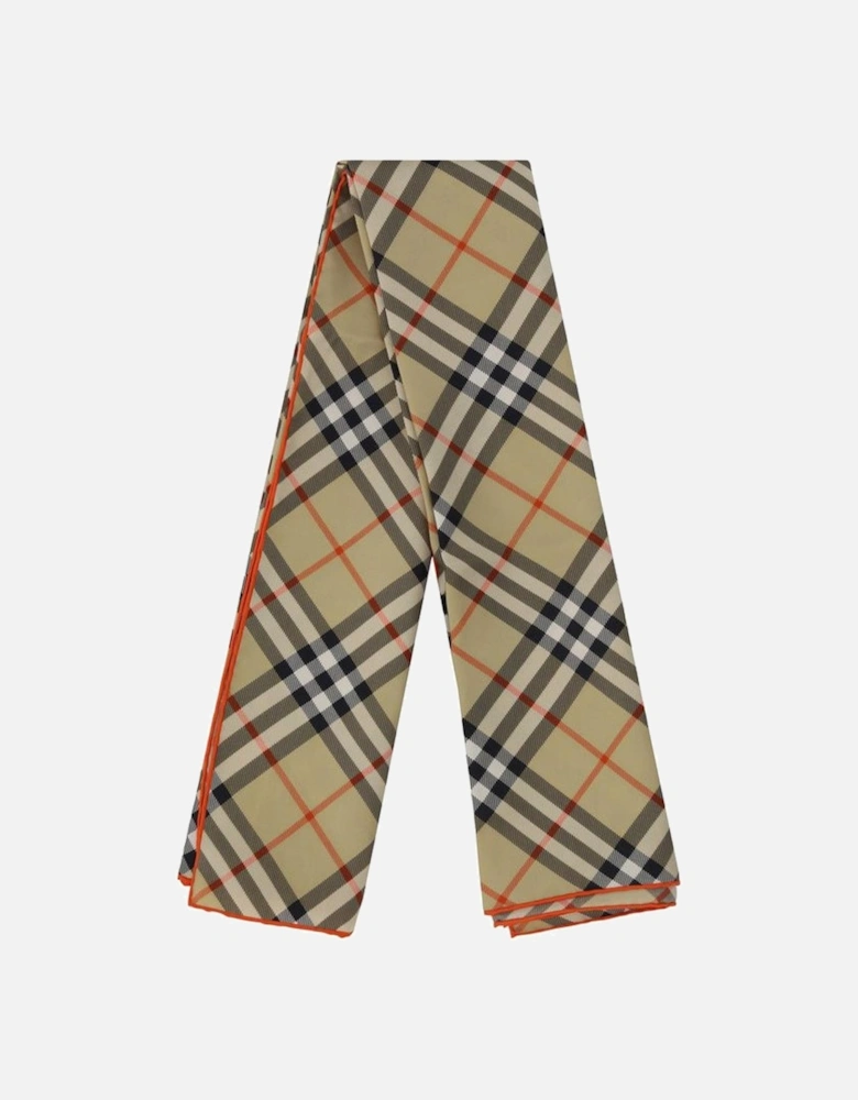 Silk Scarf with Iconic Check Pattern Women - Beige Scarves
