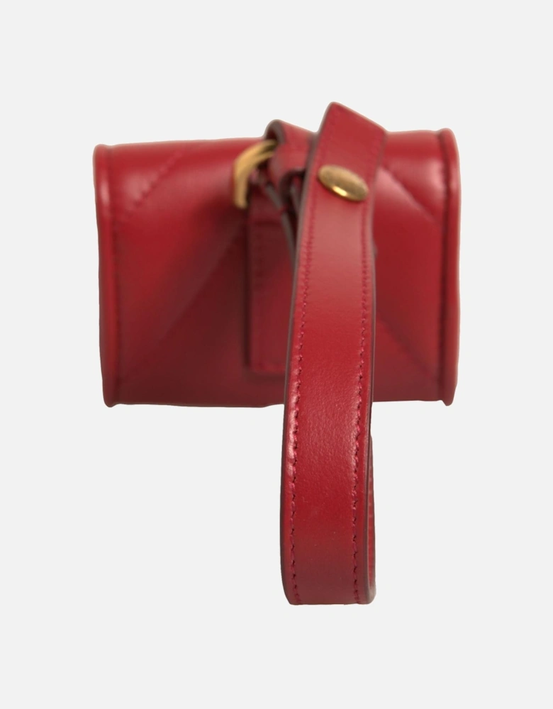 Lamb Leather Airpods Case with Hand Strap Women - Red Miscellaneous
