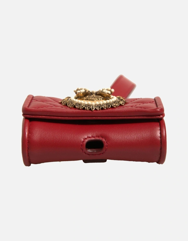 Lamb Leather Airpods Case with Hand Strap Women - Red Miscellaneous