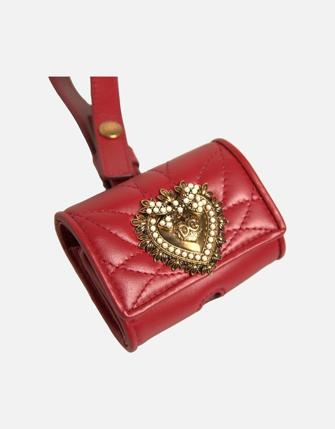 Lamb Leather Airpods Case with Hand Strap Women - Red Miscellaneous