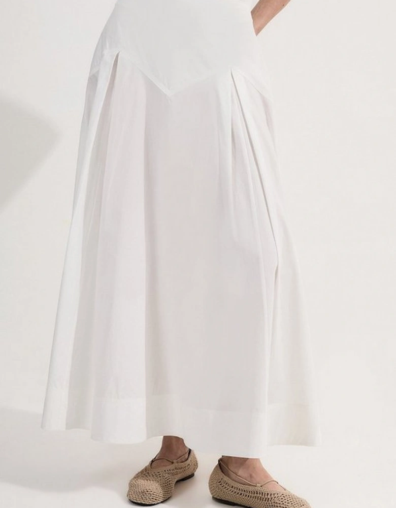 Cotton Woven Prom Skirt With Dropped Waist Detail