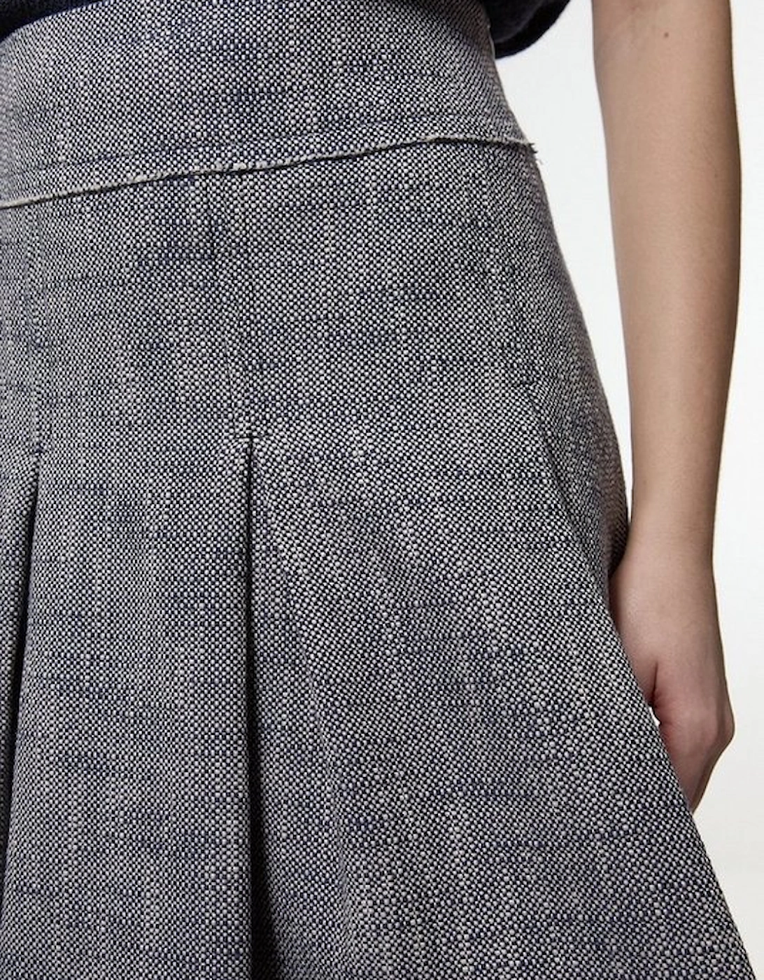 Spring Tweed Tailored Full Skirt