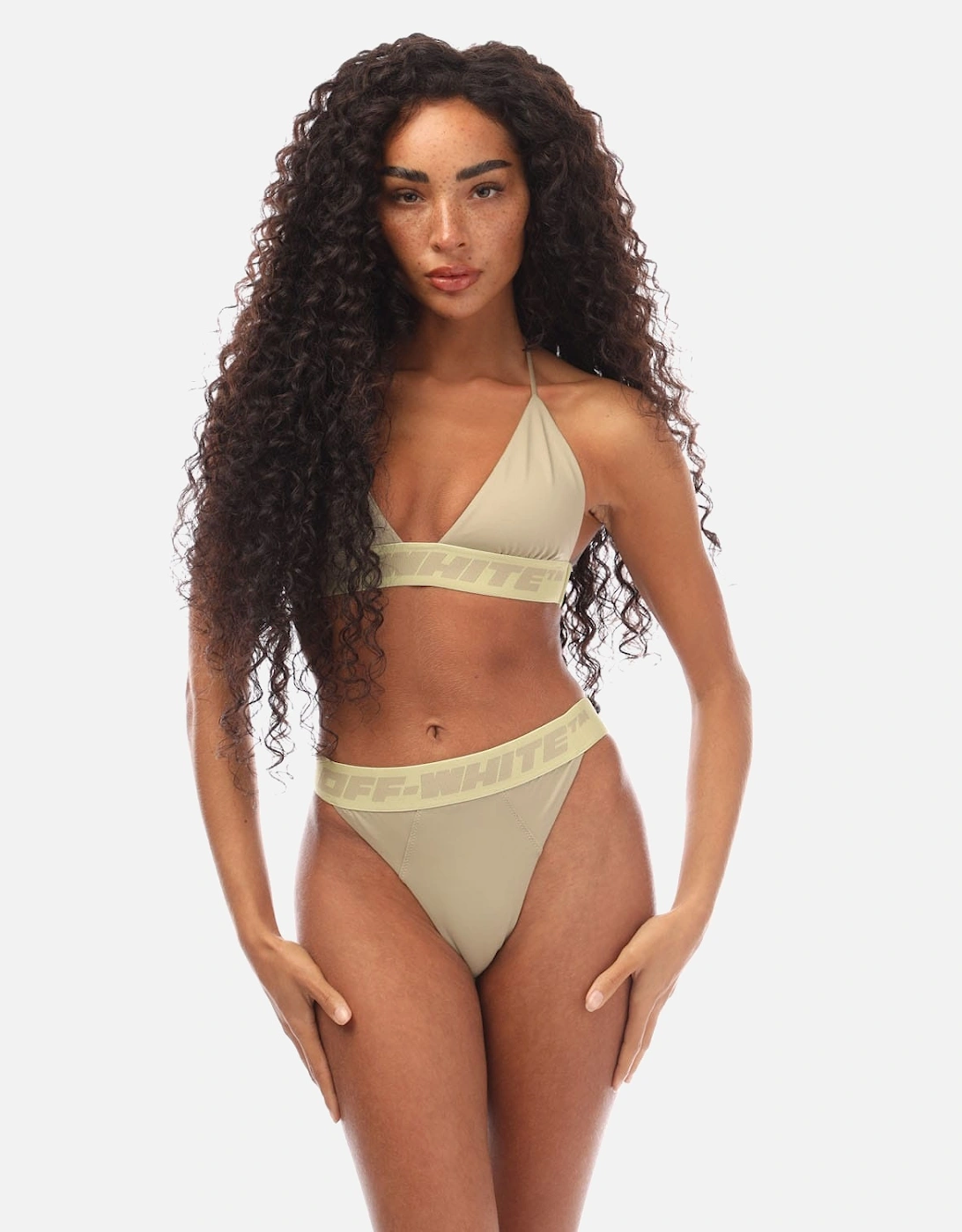 OFF-WHITE Women's Logo Band Bikini - Green - Size: 10