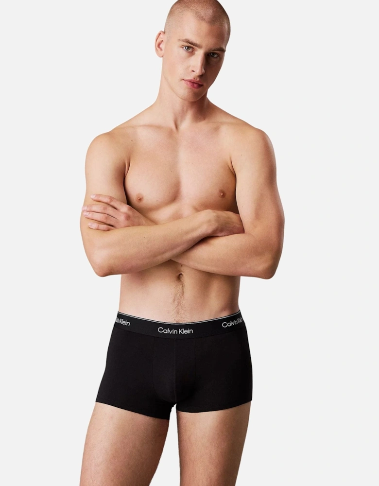 5-Pack Icon Cotton Stretch Low-Rise Boxer Trunks, All Black