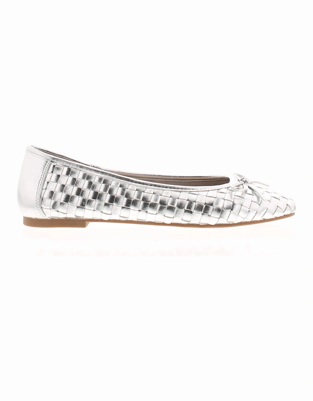 Womens Flat Shoes Ballet Flats Chriscross Slip On silver UK Size