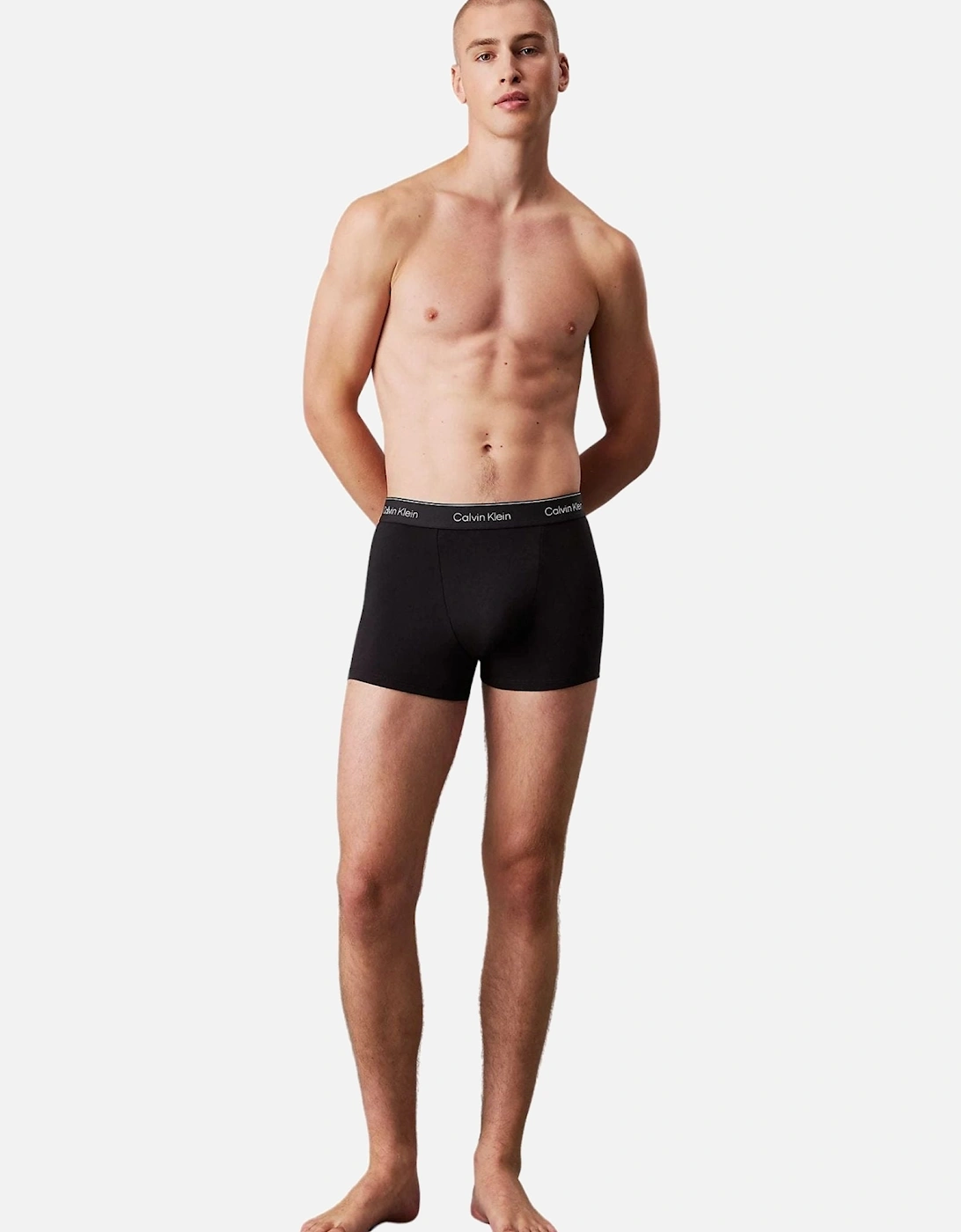 5-Pack Icon Cotton Stretch Logo Boxer Trunks, All Black