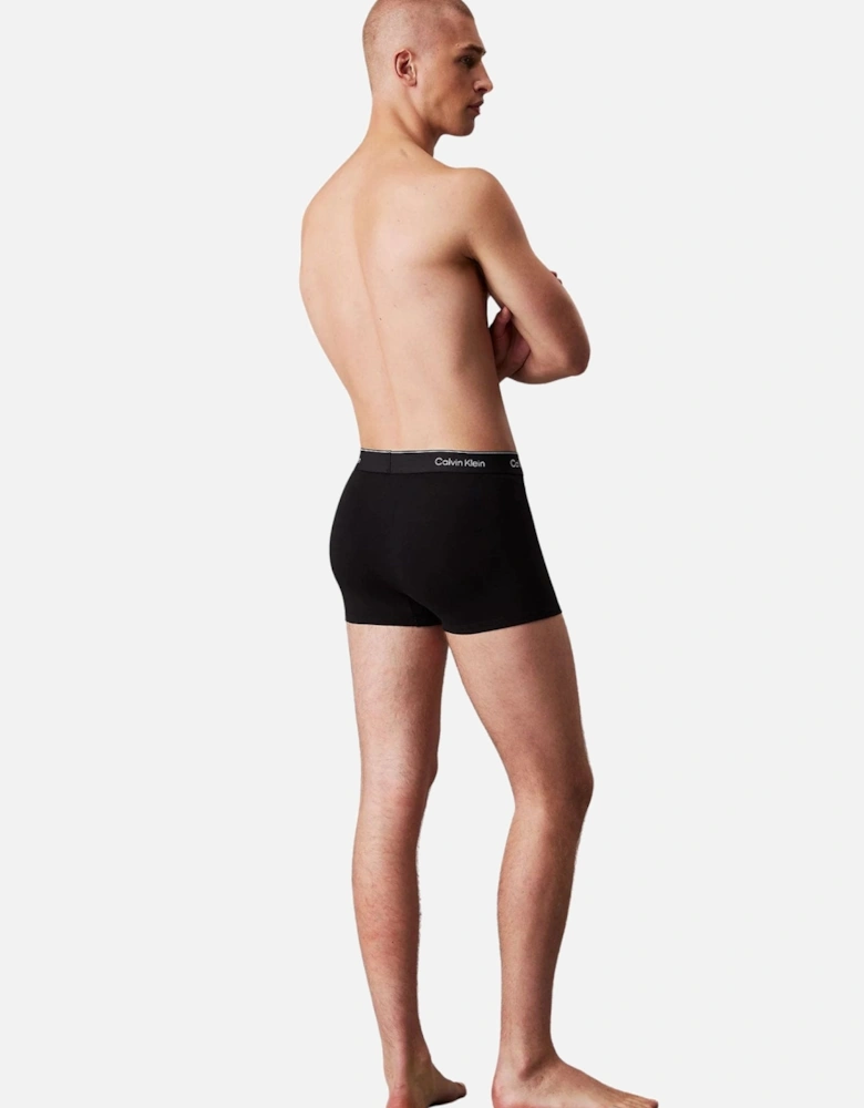 5-Pack Icon Cotton Stretch Logo Boxer Trunks, All Black