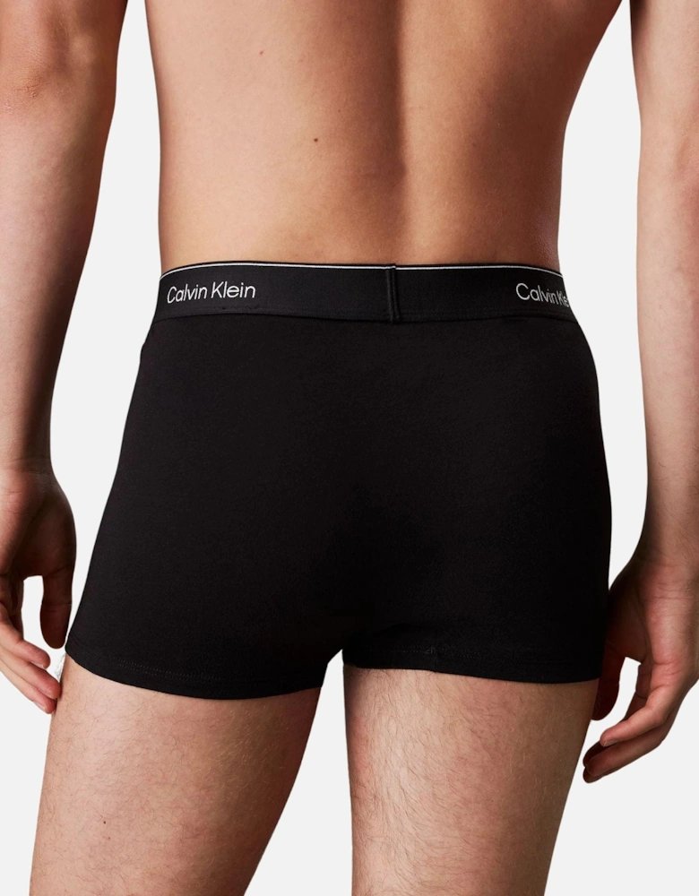 5-Pack Icon Cotton Stretch Logo Boxer Trunks, All Black