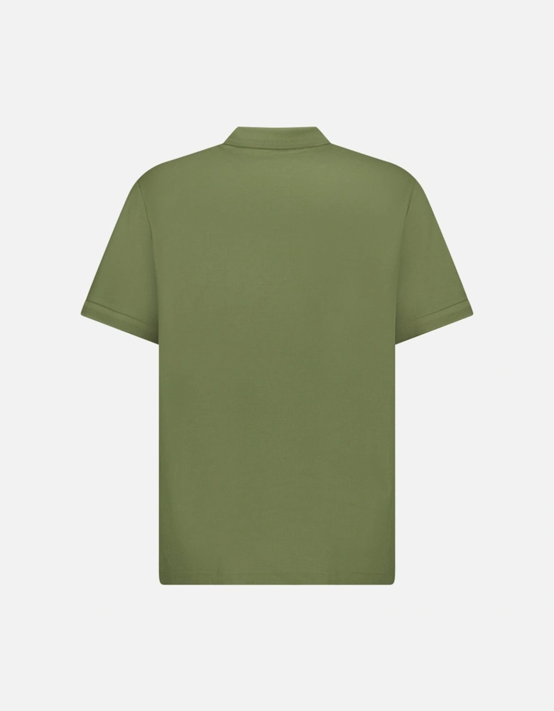 'Eddie' TB Check Placket Polo-Shirt Olive