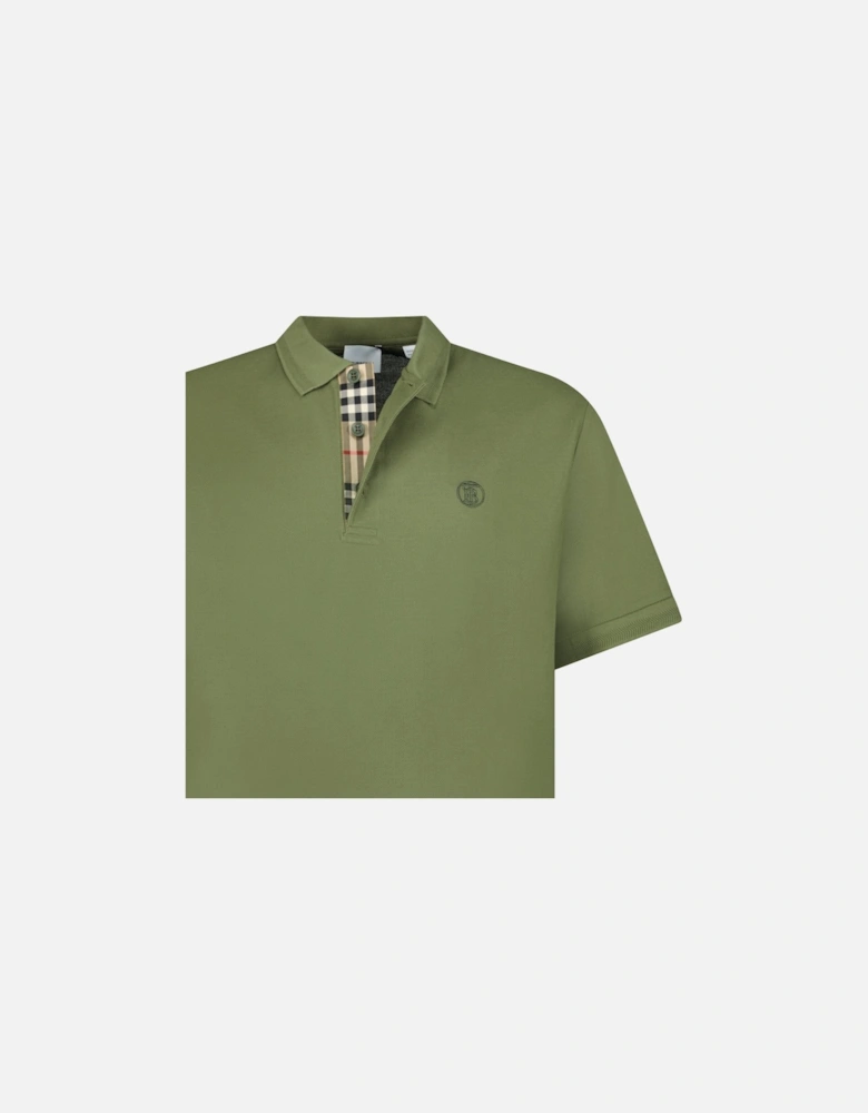 'Eddie' TB Check Placket Polo-Shirt Olive