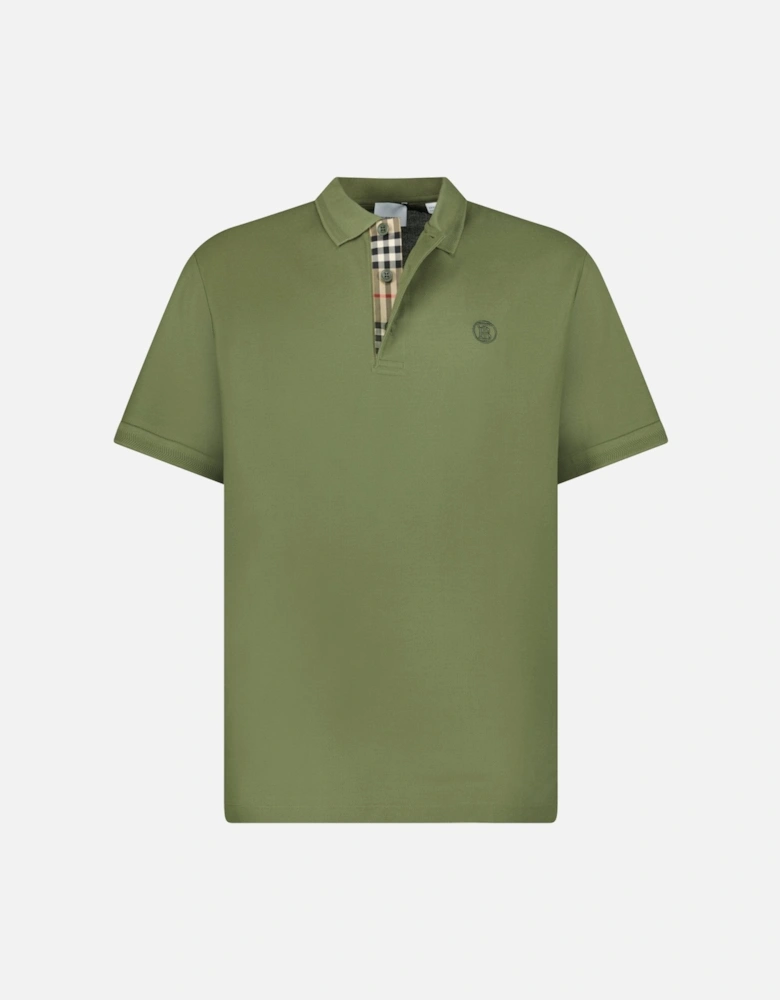 'Eddie' TB Check Placket Polo-Shirt Olive