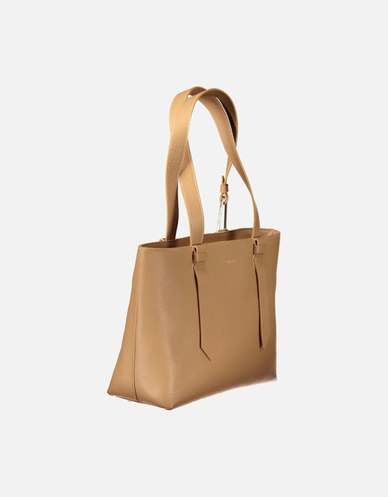 Genuine Leather Tote Bag with Zip Closure Women - Brown Handbags