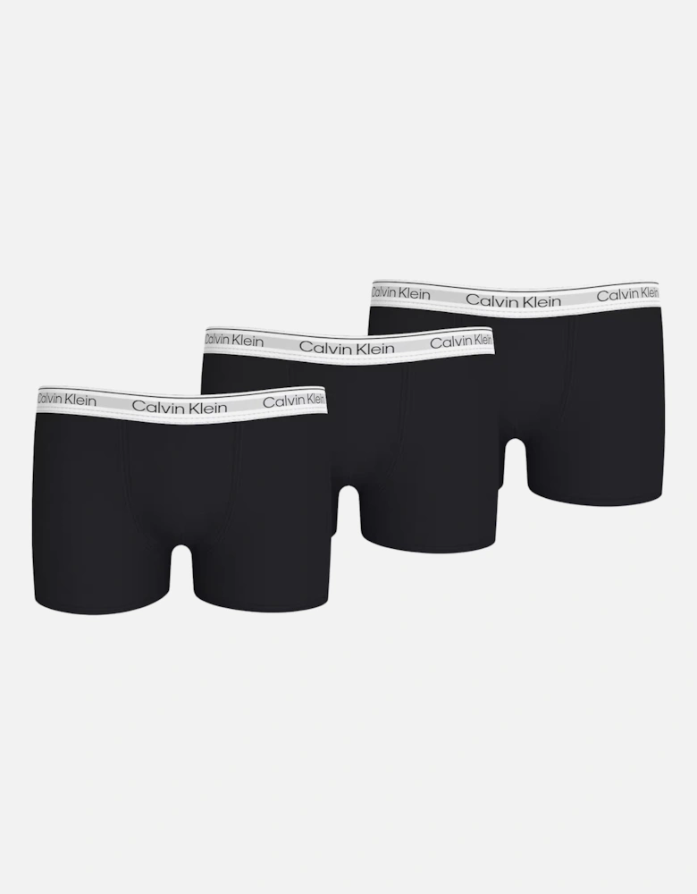 Boys 3-Pack Modern Cotton Boxer Trunks, Black/white