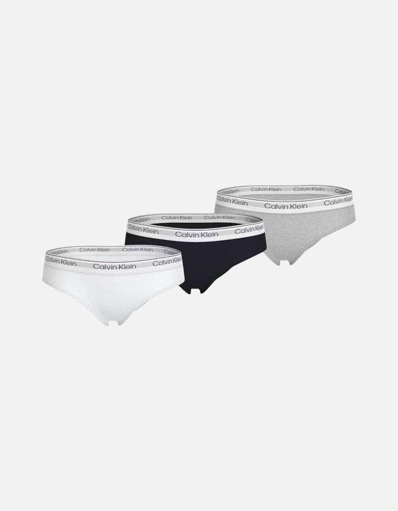 Girls 3-Pack Modern Cotton Bikini Briefs, Black/White/Grey