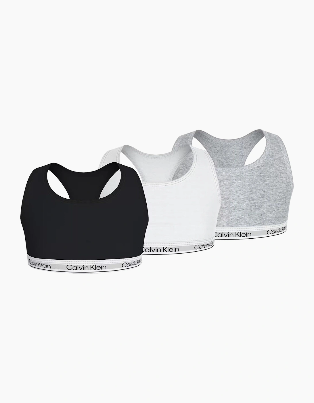 Calvin Klein Calvin Klein Girl's Girls 3-Pack Modern Cotton Bralettes, Black/White/Grey