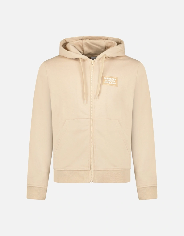 'Keira' Logo Hoodie Zip Sweatshirt Beige